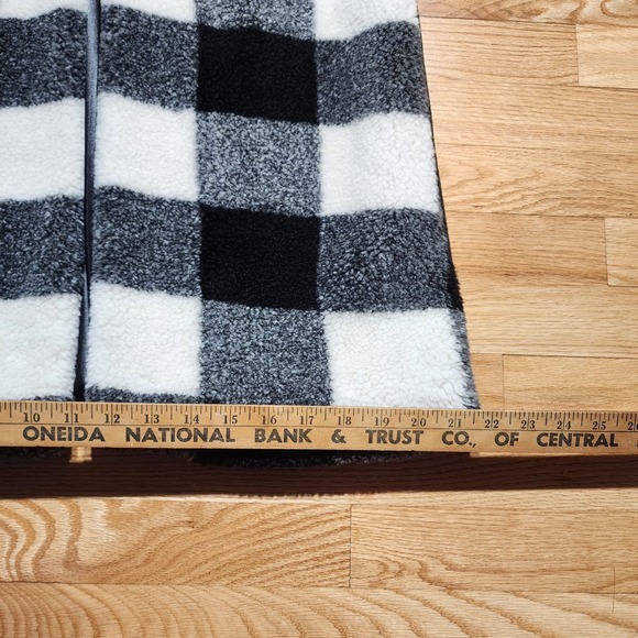Talbots Wool Blend Buffalo Checkered Sherpa Long Lined Vest Black White Size S - Picture 10 of 10